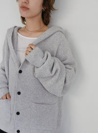 フーディーニットカーディガン