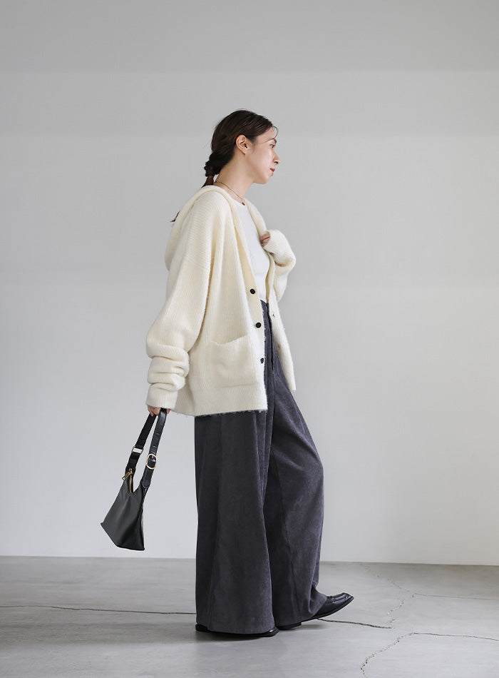 フーディーニットカーディガン