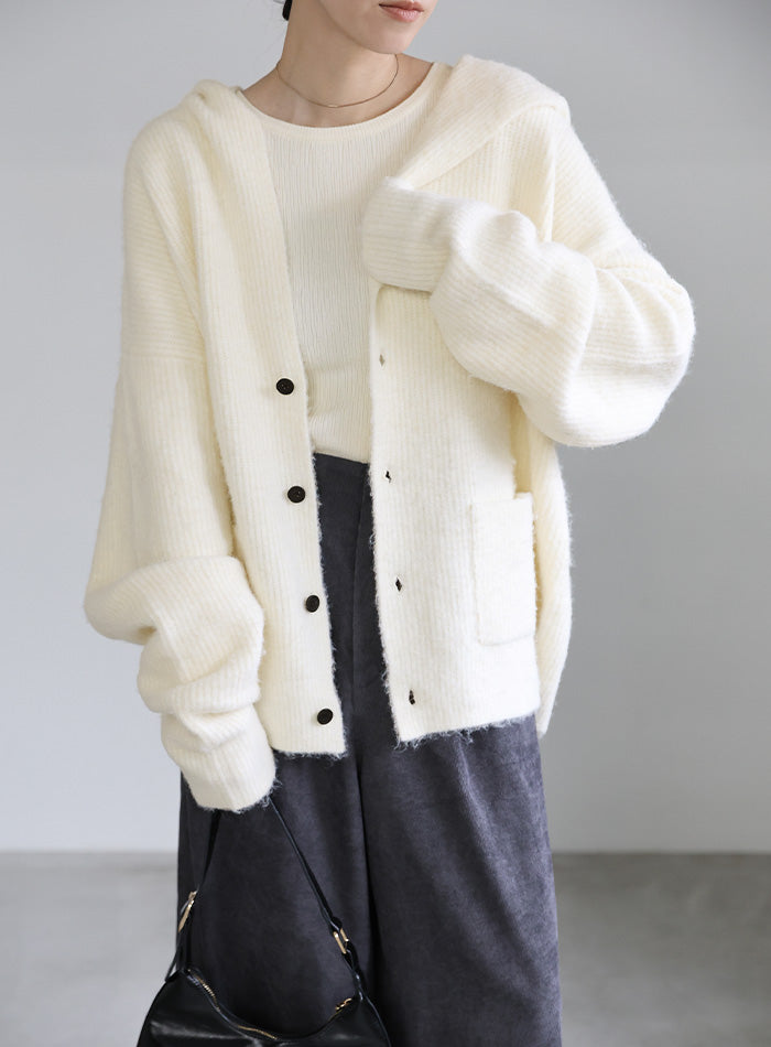 フーディーニットカーディガン