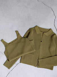 ポロカーディガンニットセット