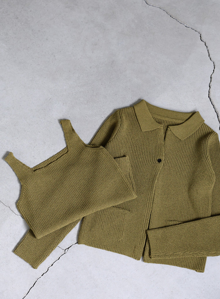 ポロカーディガンニットセット