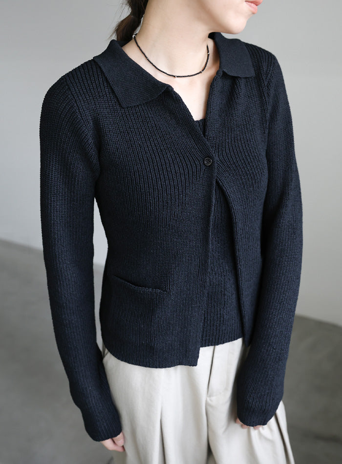 ポロカーディガンニットセット