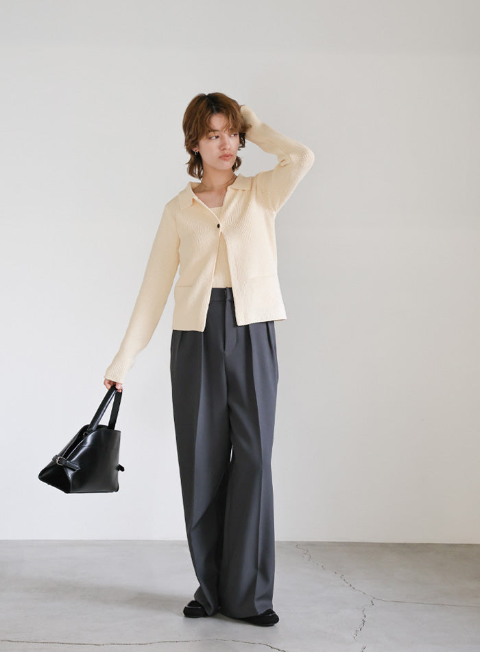 ポロカーディガンニットセット