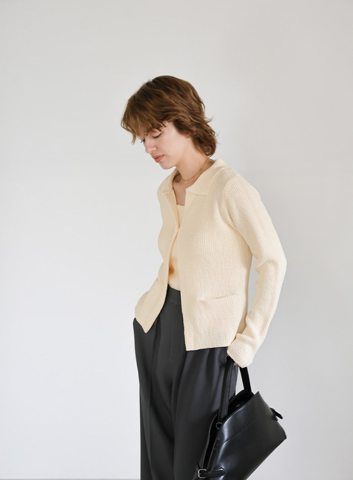 ポロカーディガンニットセット