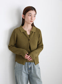 ポロカーディガンニットセット