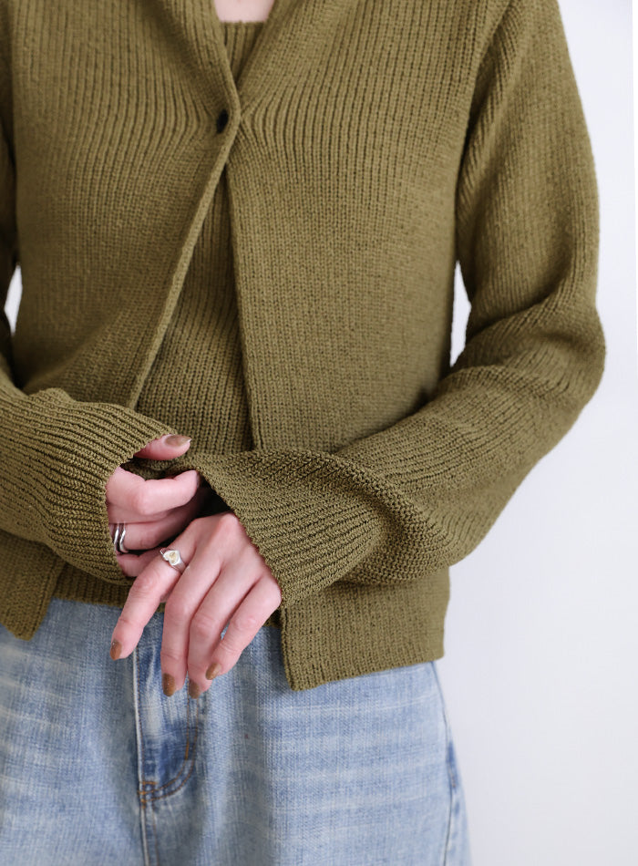 ポロカーディガンニットセット