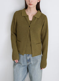 ポロカーディガンニットセット