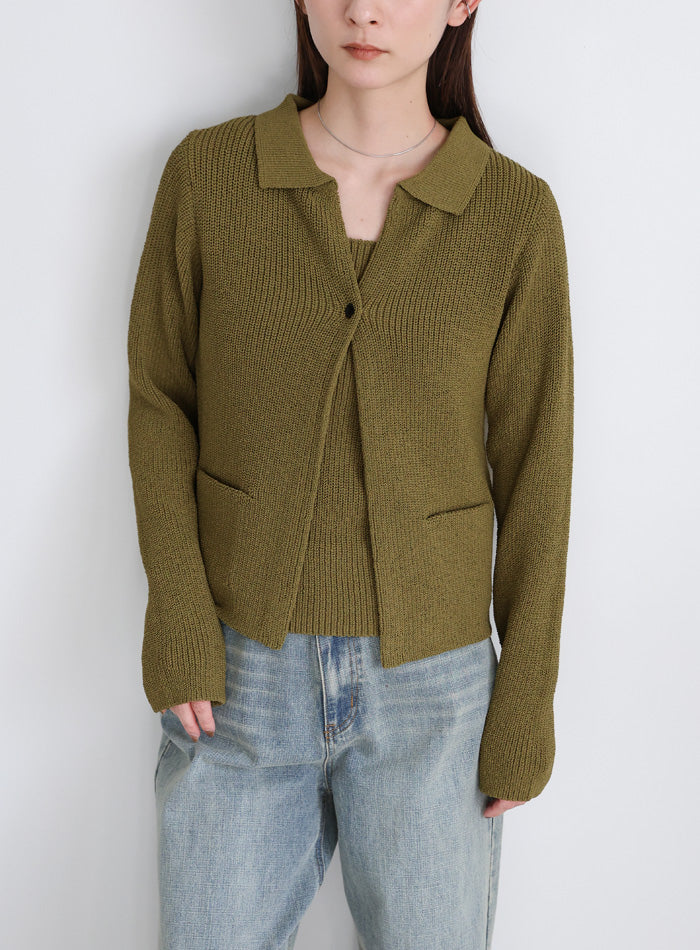 ポロカーディガンニットセット