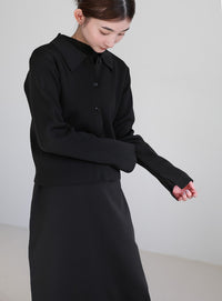 スポンディッシュポロニットカーディガン