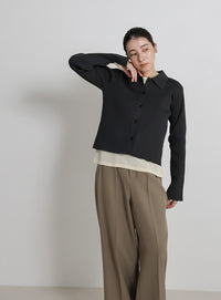 スポンディッシュポロニットカーディガン