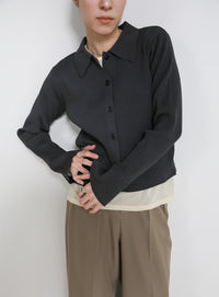 スポンディッシュポロニットカーディガン