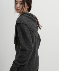 ストール付きモヘアライクニットカーディガン