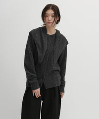 ストール付きモヘアライクニットカーディガン