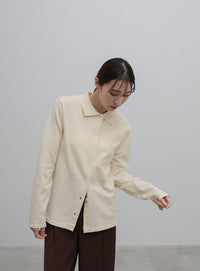 襟付きニットロングカーディガン
