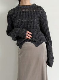 センタースリット透かし編みニット【by SON】