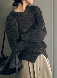 センタースリット透かし編みニット【by SON】