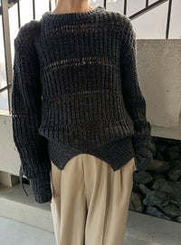 センタースリット透かし編みニット【by SON】