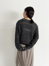 センタースリット透かし編みニット【by SON】