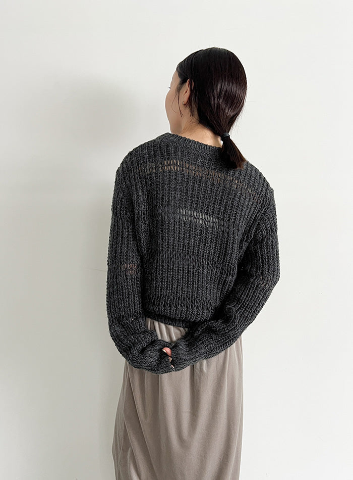 センタースリット透かし編みニット【by SON】