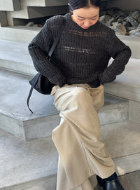 センタースリット透かし編みニット【by SON】