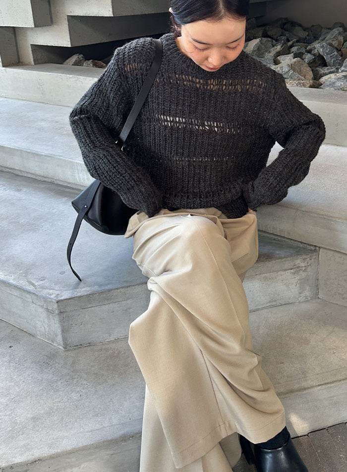 センタースリット透かし編みニット【by SON】