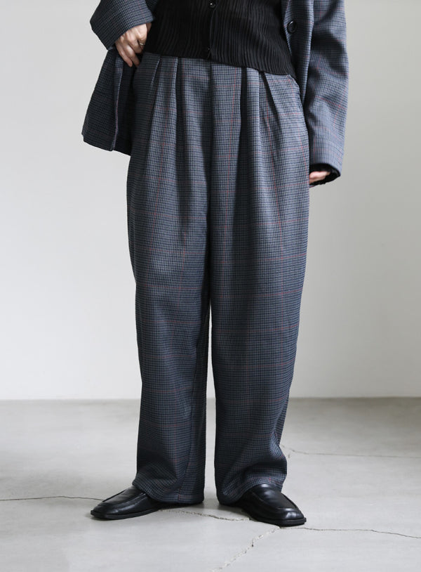チェック柄タックパンツ【SALE】