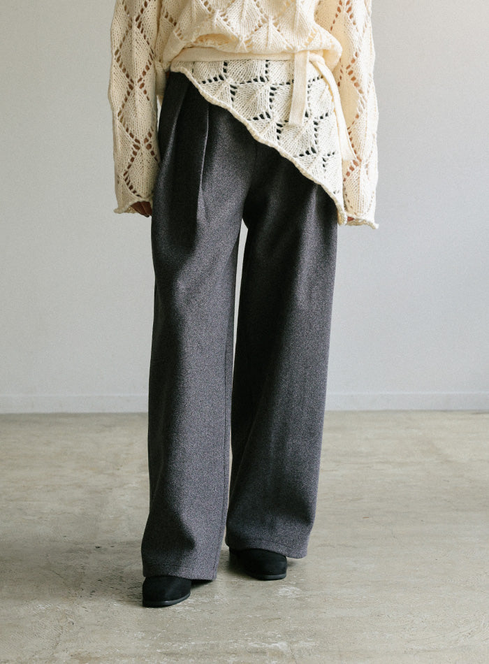 フェイクウールダブルタックパンツ