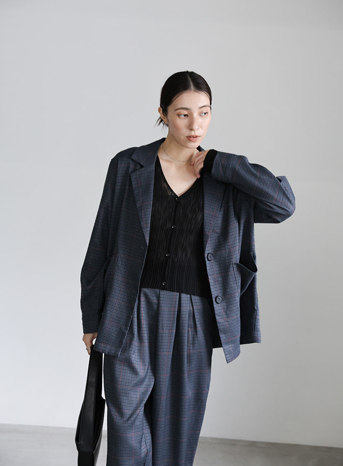 チェック柄タックパンツ【SALE】