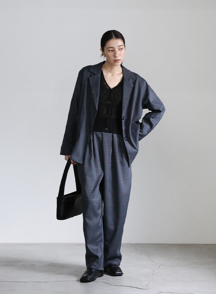 チェック柄タックパンツ【SALE】