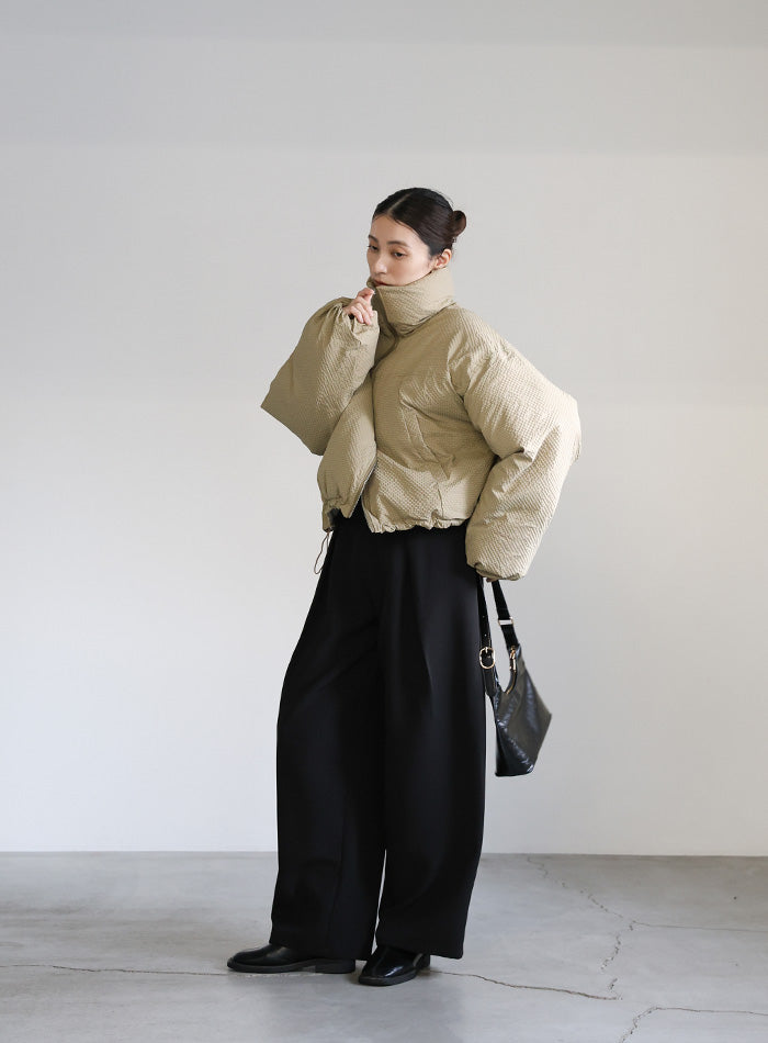 チェックスタンドカラーショートダウン