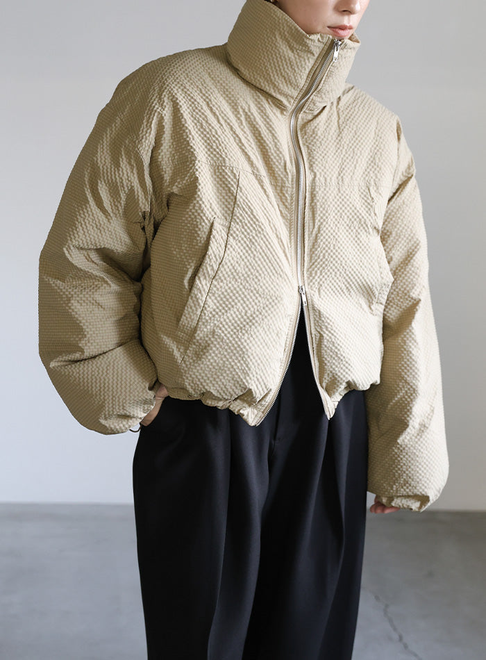 チェックスタンドカラーショートダウン