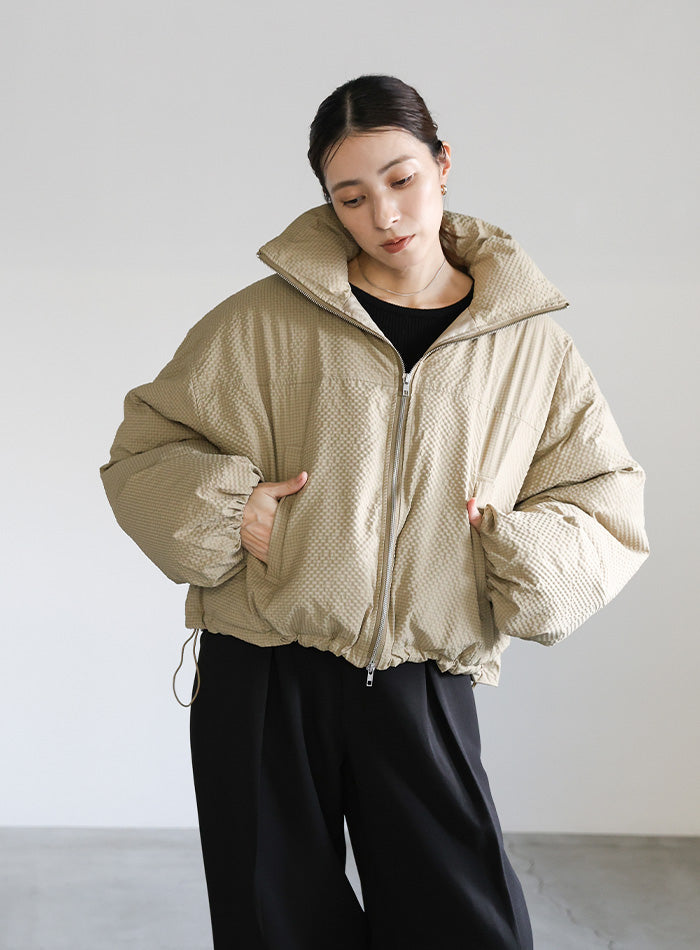 チェックスタンドカラーショートダウン