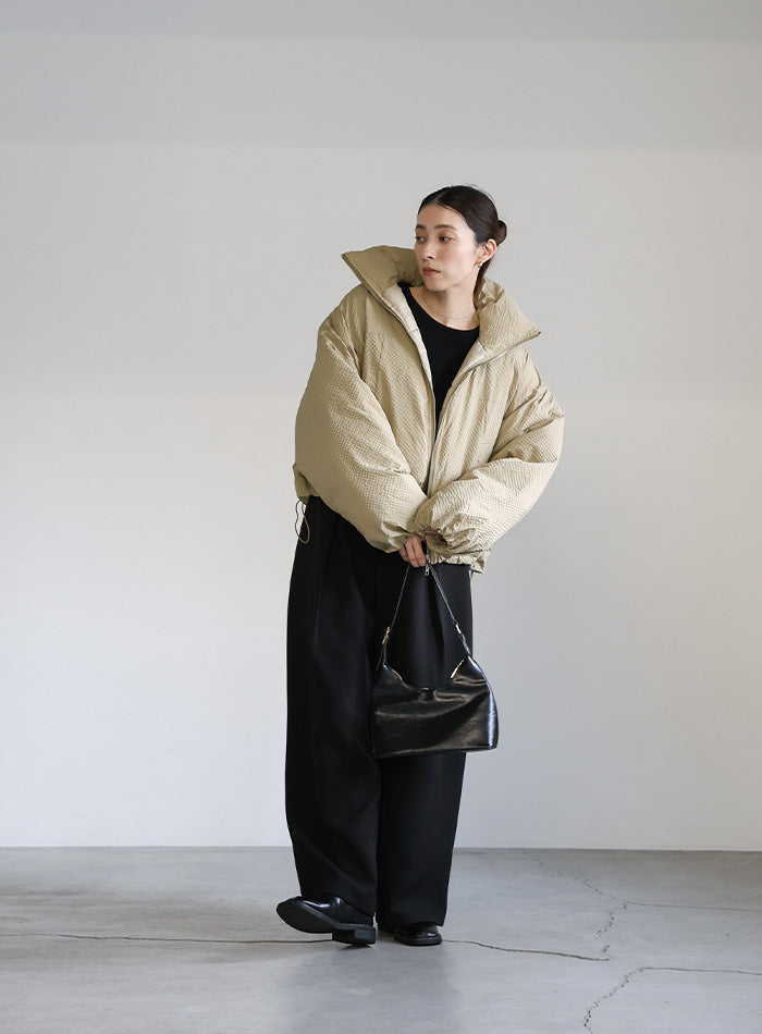 チェックスタンドカラーショートダウン