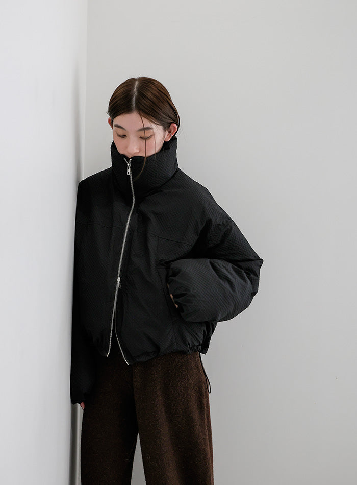 チェックスタンドカラーショートダウン