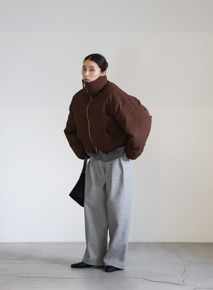 チェックスタンドカラーショートダウン