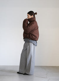 チェックスタンドカラーショートダウン