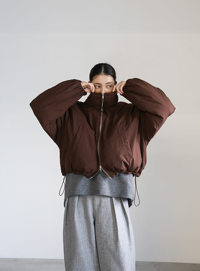 チェックスタンドカラーショートダウン