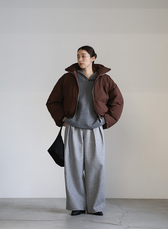 チェックスタンドカラーショートダウン