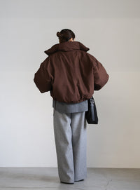 チェックスタンドカラーショートダウン