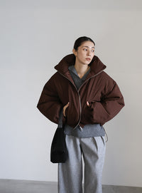 チェックスタンドカラーショートダウン