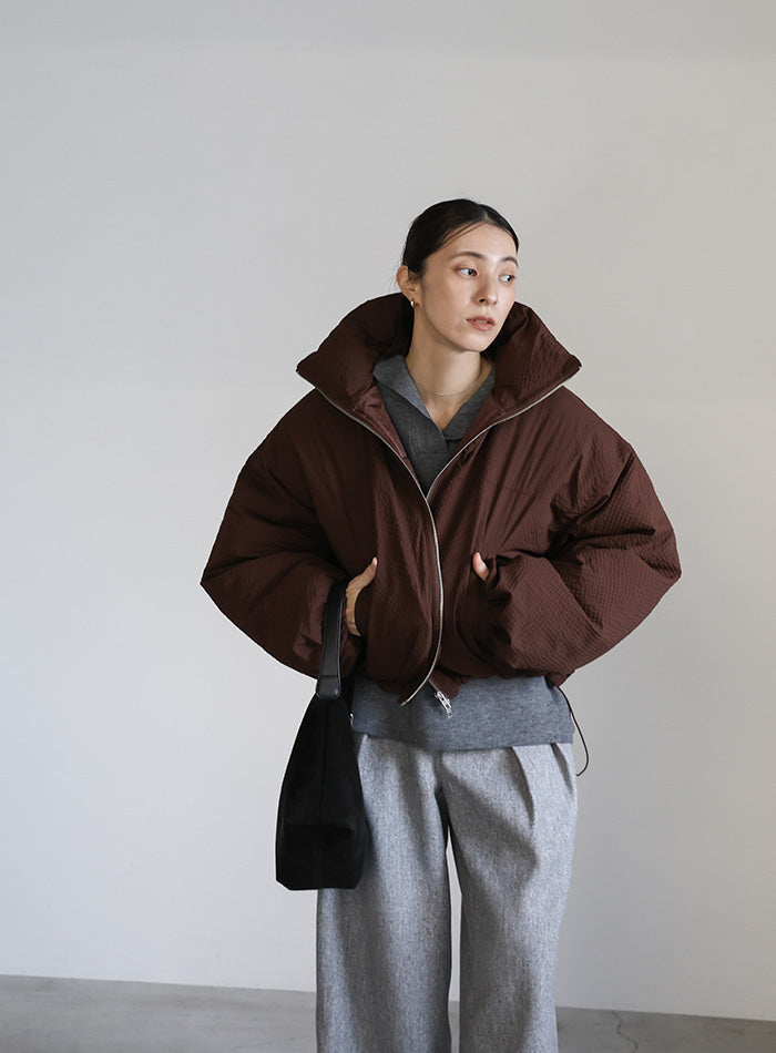 チェックスタンドカラーショートダウン