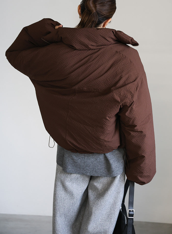 チェックスタンドカラーショートダウン