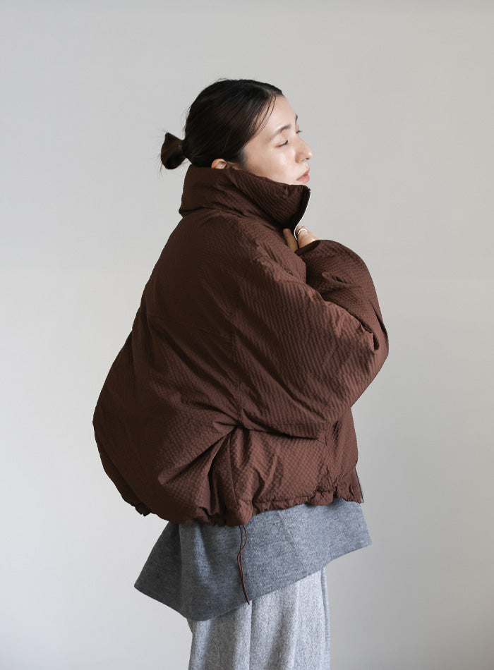 チェックスタンドカラーショートダウン