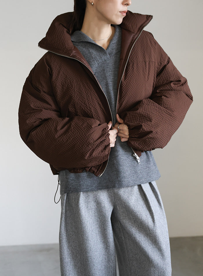 チェックスタンドカラーショートダウン