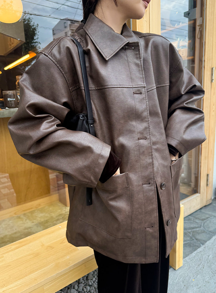 select MOCA ステンカラーフェイクレザージャケット ブラック　タグ付き ステンカラーフェイクレザージャケット（ステンカラーコート