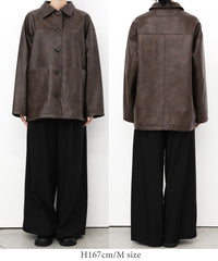 ステンカラーフェイクレザージャケット【by SON】