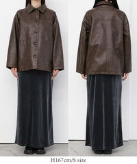 ステンカラーフェイクレザージャケット【by SON】