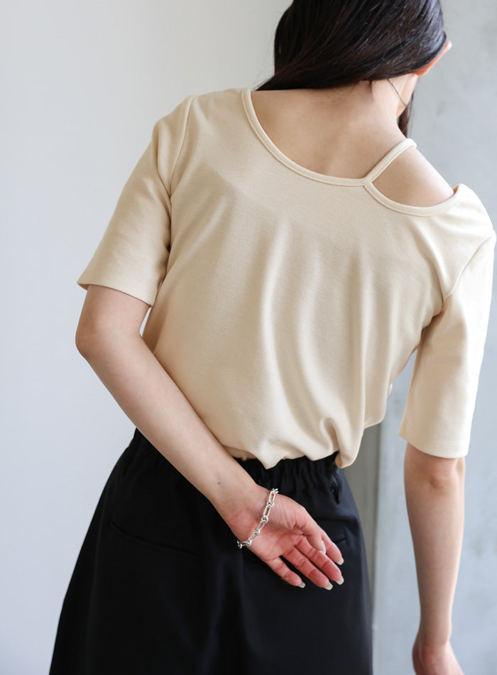 デザインネックハーフスリーブトップス – SELECT MOCA