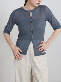 シアーテレコボタンアップトップス