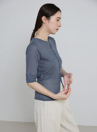 シアーテレコボタンアップトップス